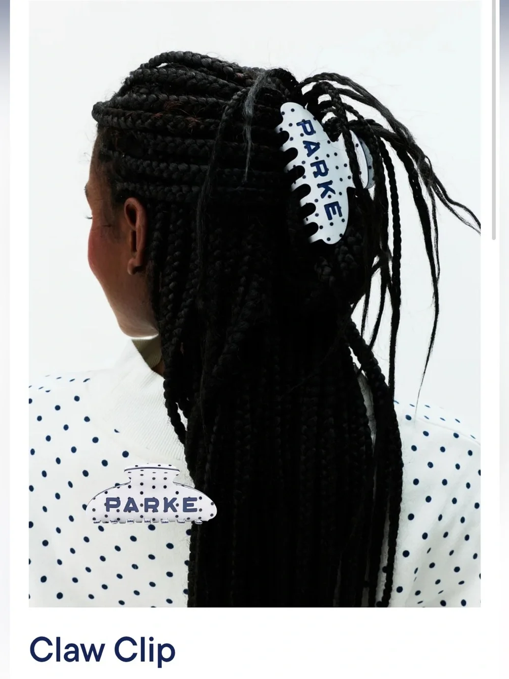 Parke  White and Navy Polka-Dot Claw Hair Clip